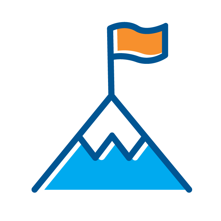 An Icon of a mountain with a flag at the top