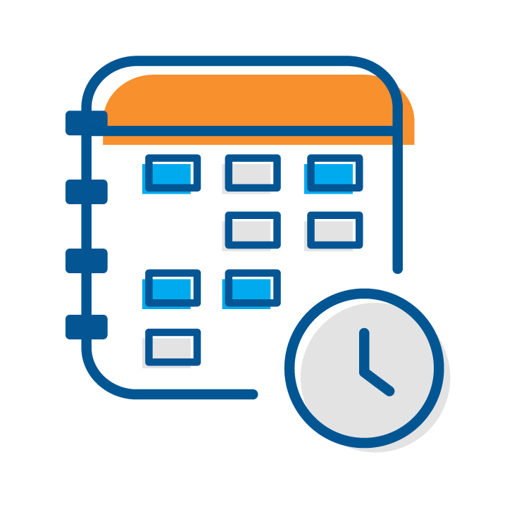 Icon of a schedule with pima colors.