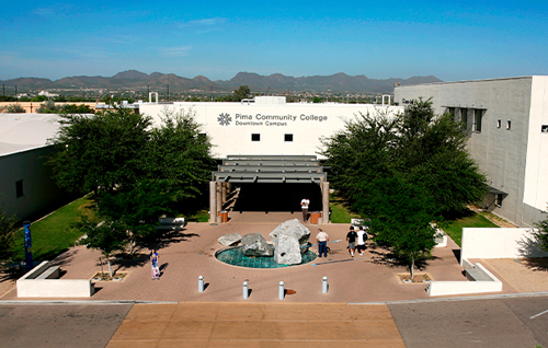 an aerial image of downtown campus