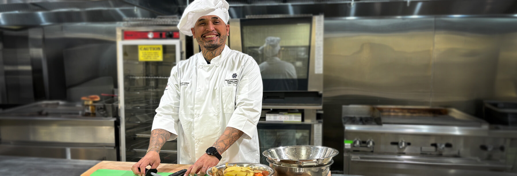 Oscar Casillas in the Pima culinary arts kitchen.