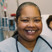 Nursing student wearing scrubs