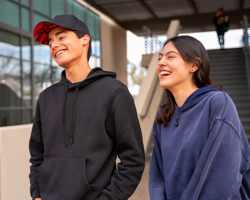 Students walk around downtown campus.