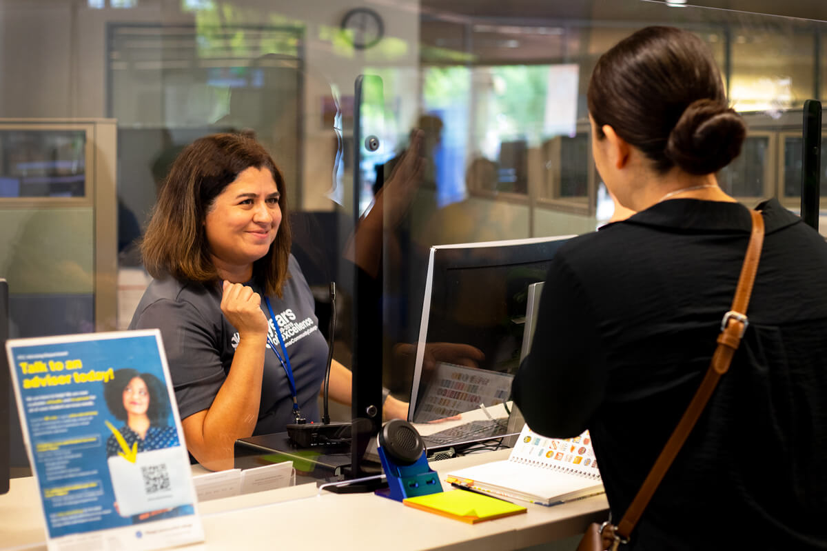 Advisor helping a student