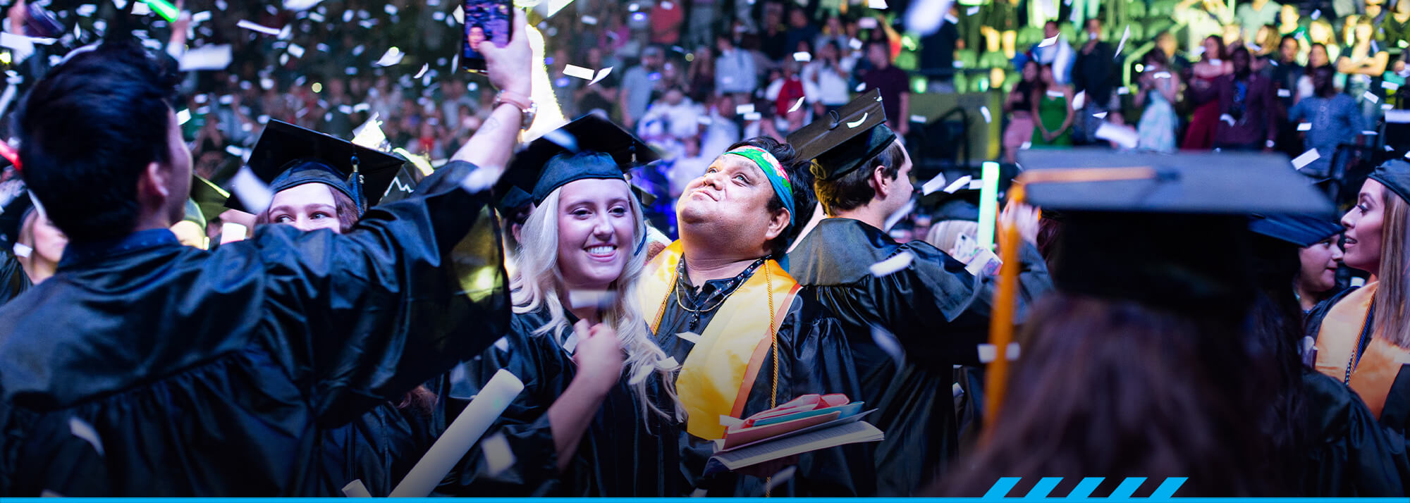 Graduates celebrate at the commencement ceremony.