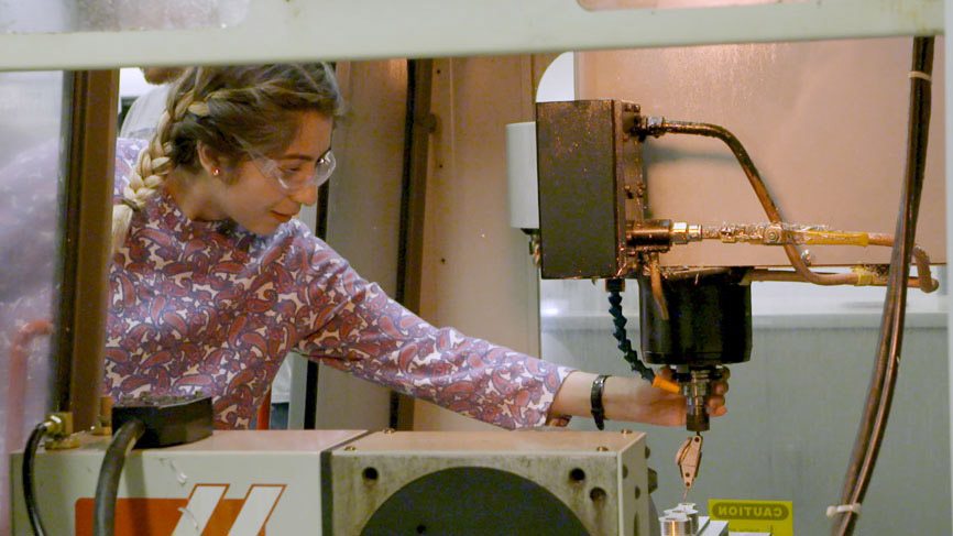 Student working in PCC machine tool classroom